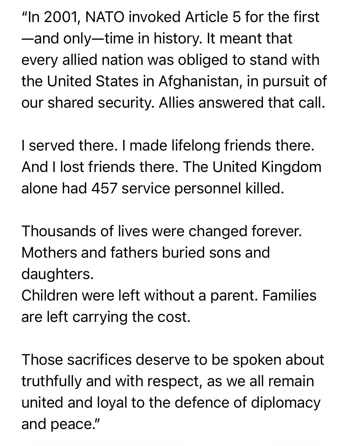 «Αλήθεια και σεβασμός στους ΝΑΤΟϊκούς στρατιώτες»