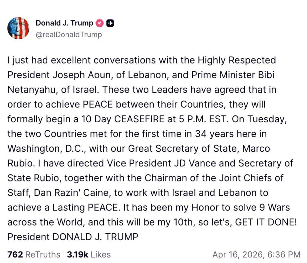 Το Ισραήλ και ο Λίβανος συμφώνησαν σε 10ήμερη εκεχειρία