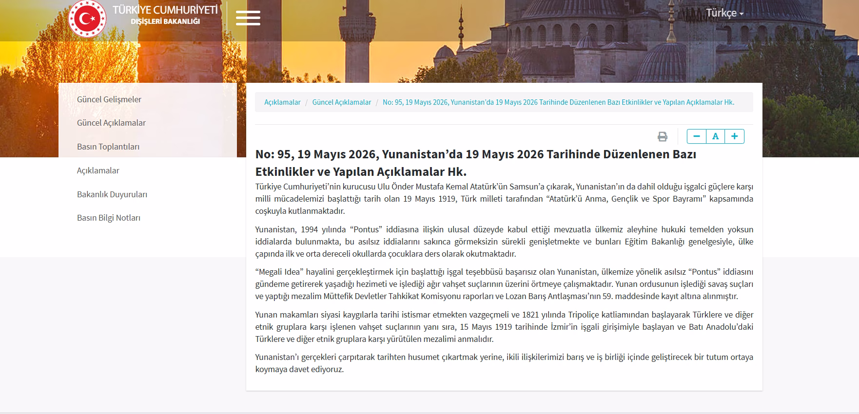 Τουρκικό ΥΠΕΞ: Αρνείται την Γενοκτονία των Ποντίων και καταγγέλλει την Ελλάδα για φρικαλεότητες