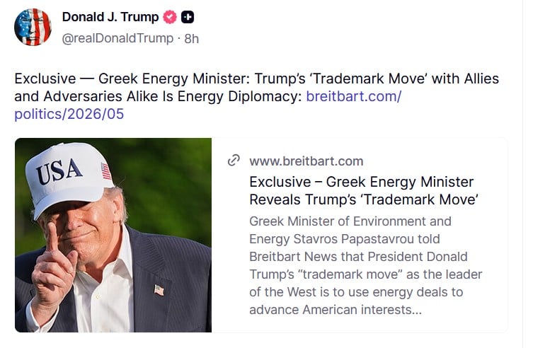 Αναδημοσίευσε συνέντευξη του Σταύρου Παπασταύρου για την ενεργειακή διπλωματία