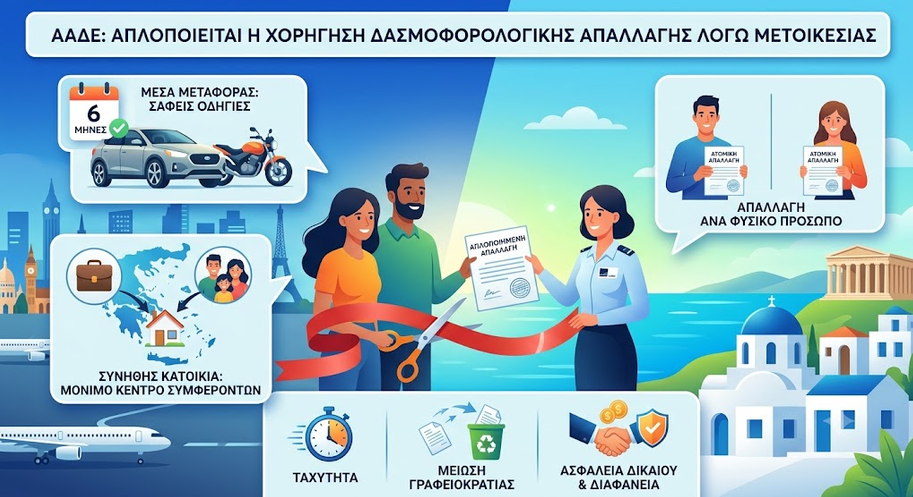 ΑΑΔΕ: Απλοποιείται η χορήγηση δασμοφορολογικής απαλλαγής λόγω μεταφοράς συνήθους κατοικίας (μετοικεσία)