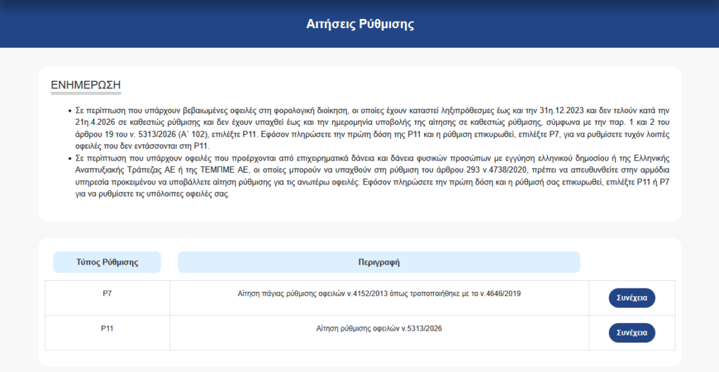 Άνοιξε η ρύθμιση των 72 δόσεων