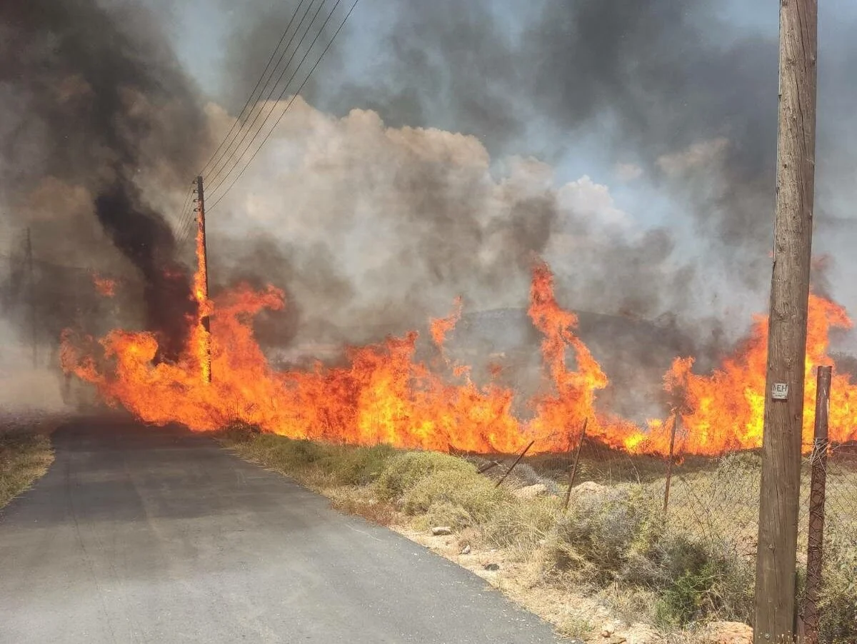 Φωτιά τώρα στη λεωφόρο Σχιστού στο Πέραμα