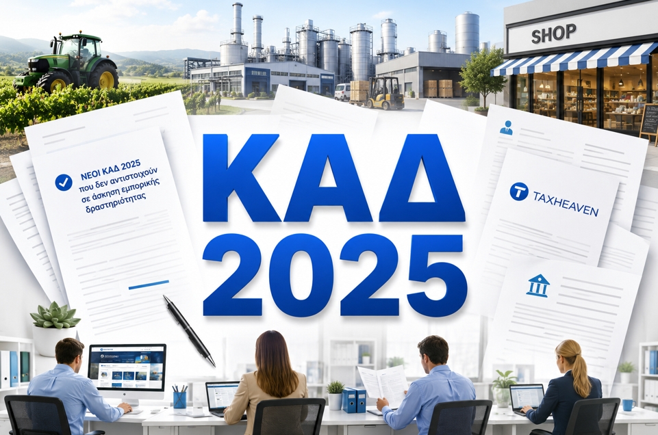 Νέοι ΚΑΔ 2025 που δεν αντιστοιχούν σε άσκηση εμπορικής δραστηριότητας