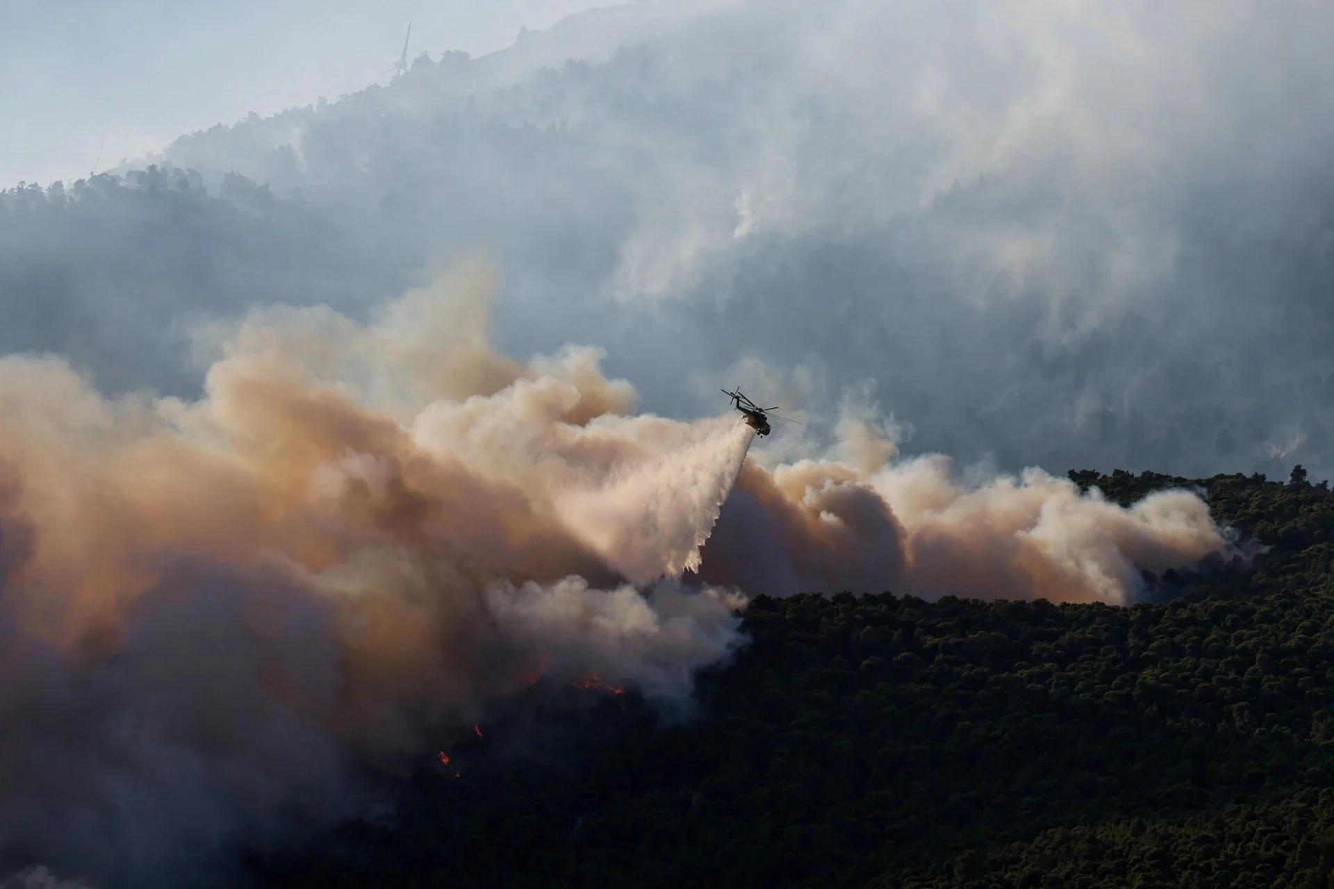 Πυρκαγιές: «Δύσκολη μάχη» και ολονύκτιες επίγειες επιχειρήσεις σε Αττικοβοιωτία και Φωκίδα