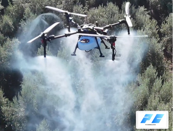 Ψεκασμός ελαιώνα με drone XAG