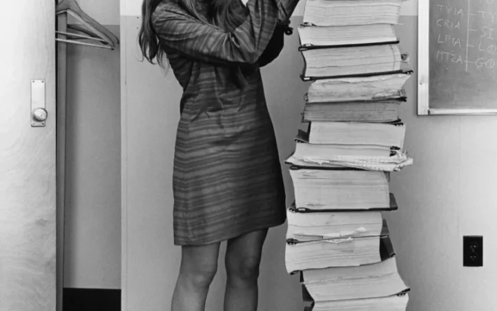 By Adam Cuerden - This is a retouched picture, which means that it has been digitally altered from its original version. Modifications: dust and scratches removed; curves tweaked to bring out shadows, approximately 3 pixels cropped from bottom in order to remove a border. See upload history of the PNG for version without colour tweaks. The original can be viewed here: Margaret Hamilton.gif: ., Public Domain, https://commons.wikimedia.org/w/index.php?curid=59655977